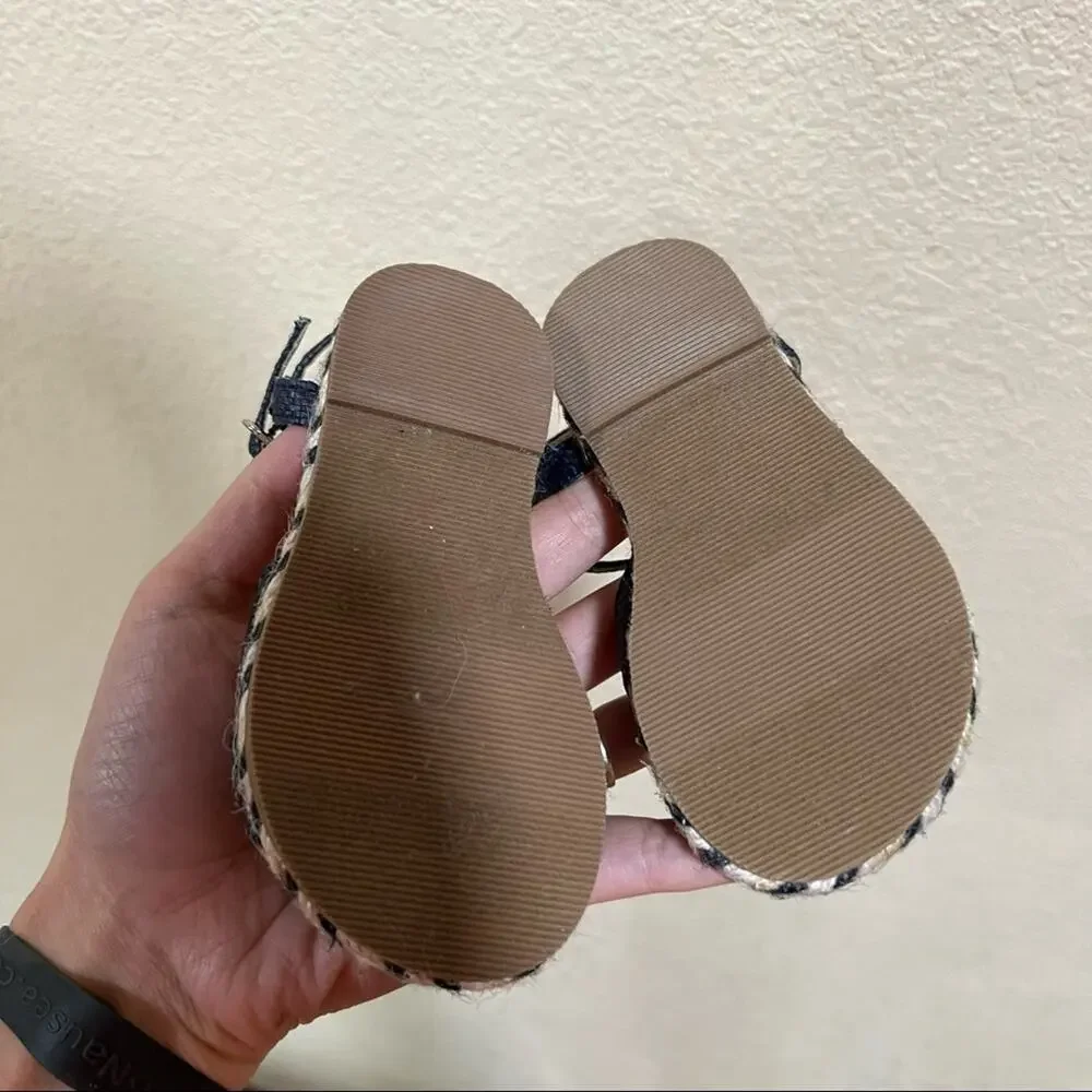 Janie and Jack navy blue tan espadrille sandals NEW